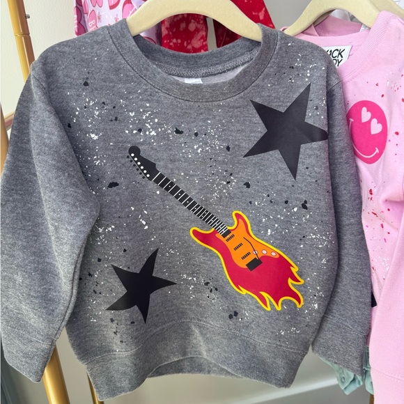 Rockstar Kids Gray Sweatshirt with Guitar Design - Picture 1 of 3